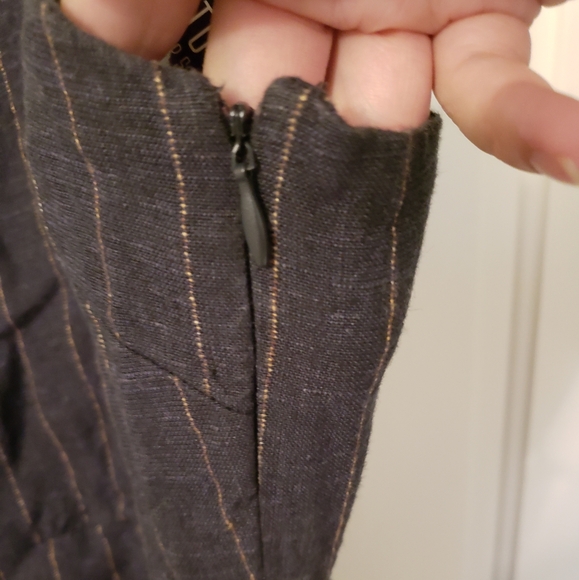 Belted Pinstripe Dress with Button Accents - Picture 7 of 8